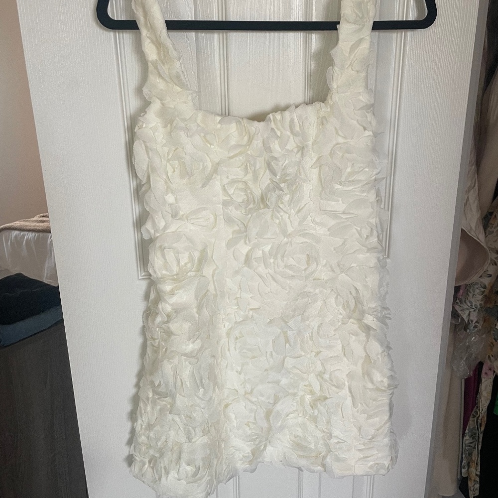 NWT Oh Polly mini rosette dress in white for a bachelorette or after party look!